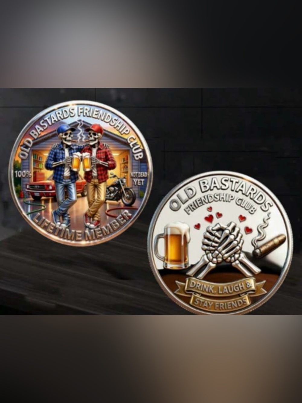 Old Bastards Friendship Club Commemorative Coin - Silver Finish 2 PCS
